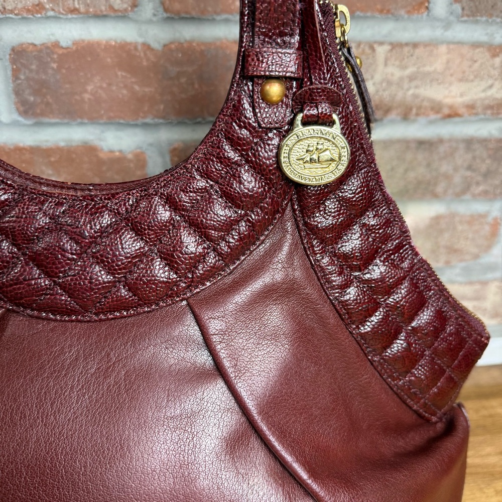 Brahmin Elisa Smooth & Quilted Leather Shoulder Bag Hobo - Picture 4 of 9